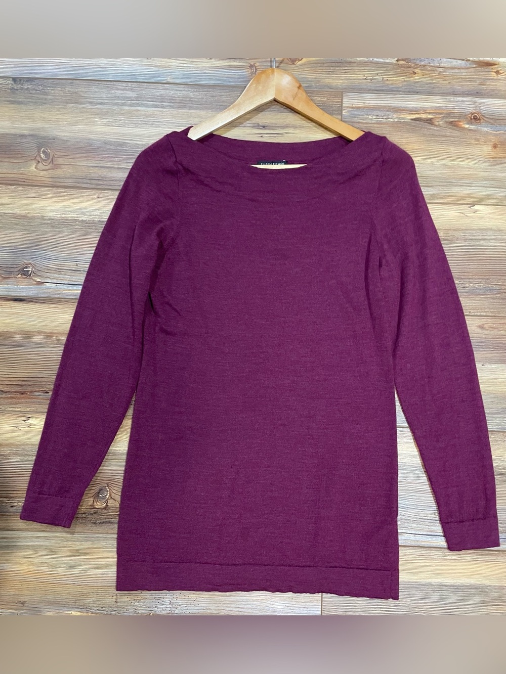 EILEEN FISHER Magenta Purple Soft Merino Wool Sweater Stretch Knit Size Small